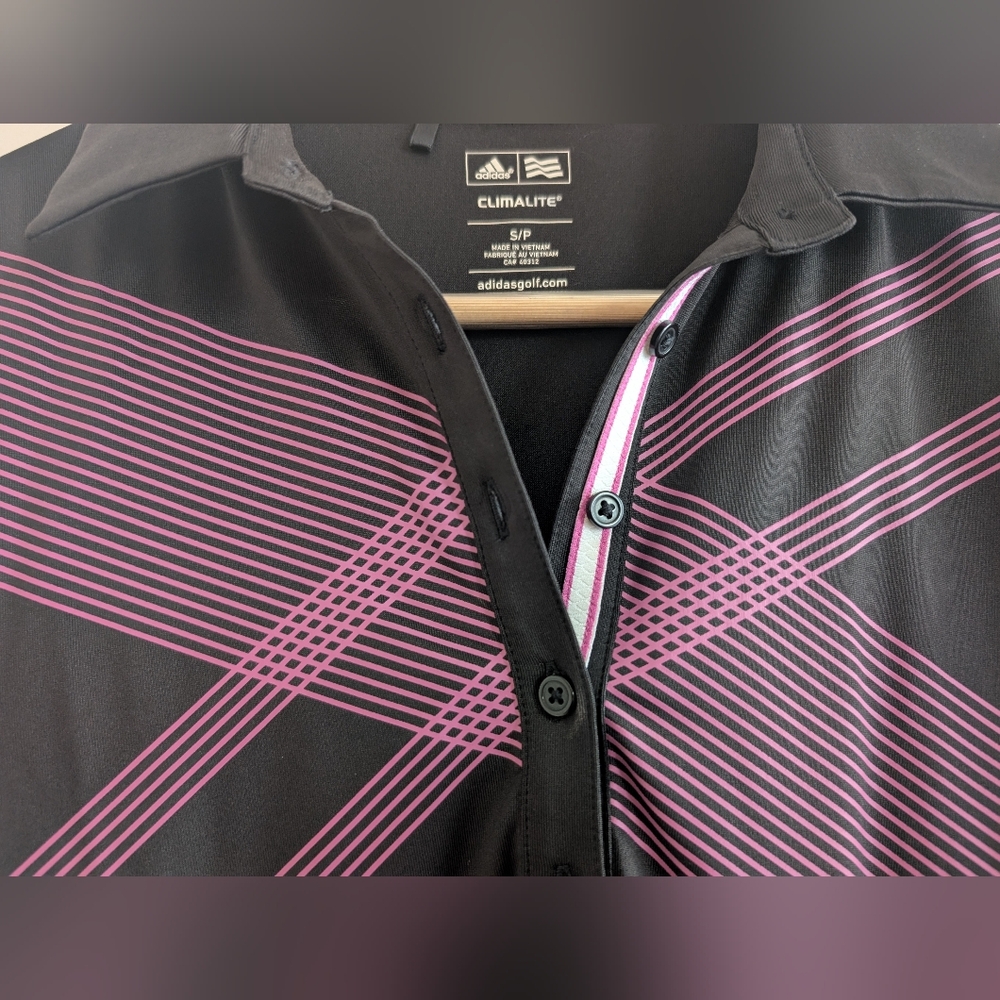 adidas | Climalite Golf Polo | Black and Pink | S - Picture 3 of 8